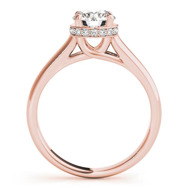Solitaire Hidden Halo Trellis Engagement Ring, style 82960, Side view in rose gold