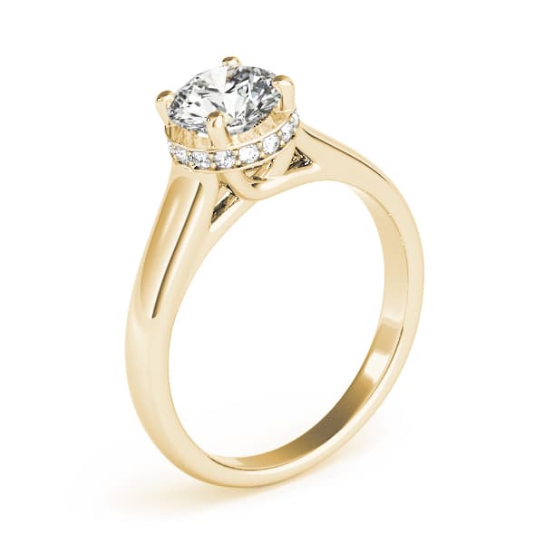 Solitaire Hidden Halo Trellis Engagement Ring, style 82960, Top view in yellow gold