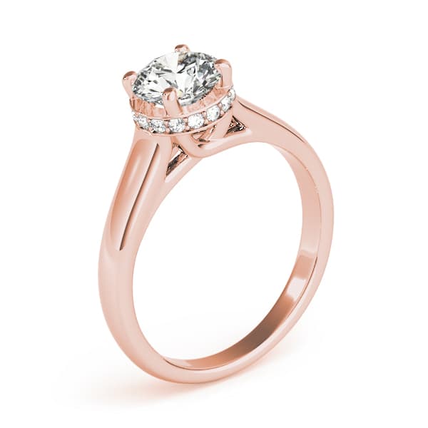 Solitaire Hidden Halo Trellis Engagement Ring, style 82960, Top view in rose gold