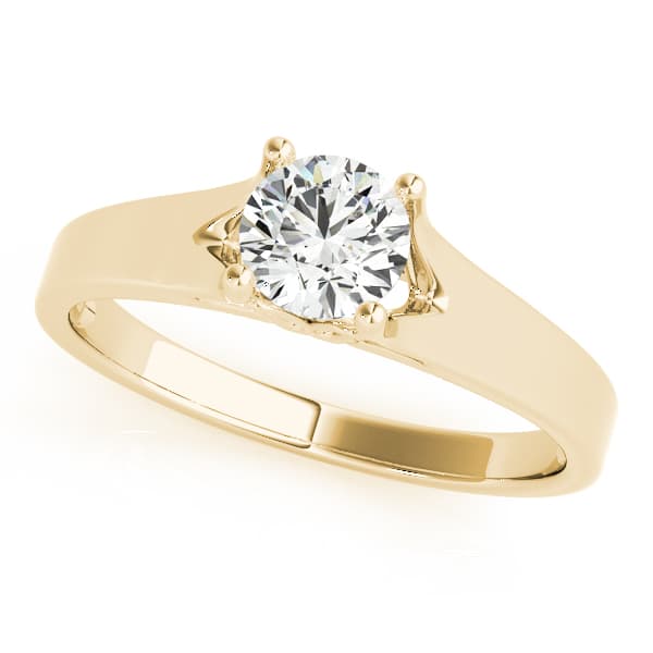 Solitaire Round Engagement Ring, style 82962, Front view in yellow gold