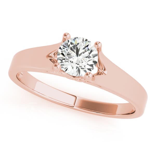 Solitaire Round Engagement Ring, style 82962, Front view in rose gold