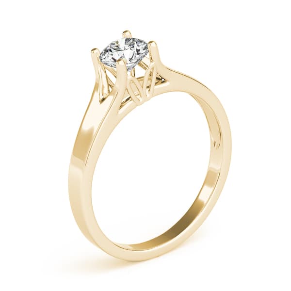 Solitaire Round Engagement Ring, style 82962, Angle view in yellow gold