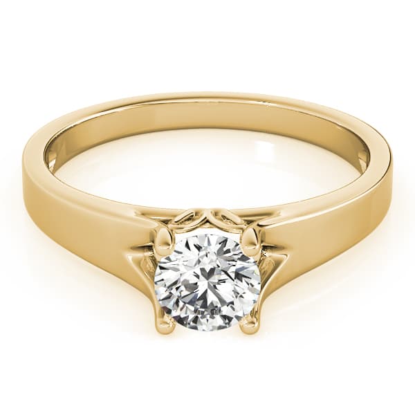 Solitaire Round Engagement Ring, style 82962, On hand view in yellow gold