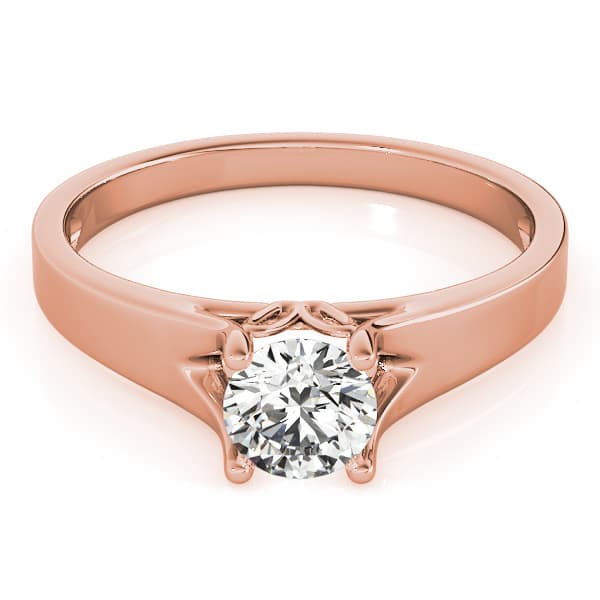 Solitaire Round Engagement Ring, style 82962, On hand view in rose gold