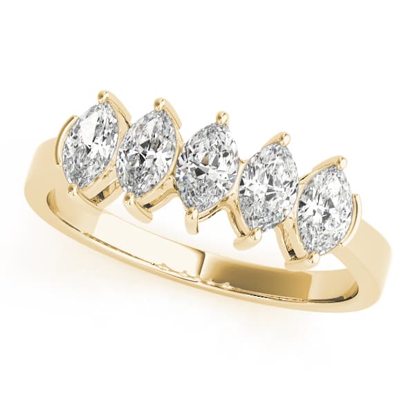 Fancy Shape Marquise Wedding Bands (1 ct. tw.), Front view in yellow gold