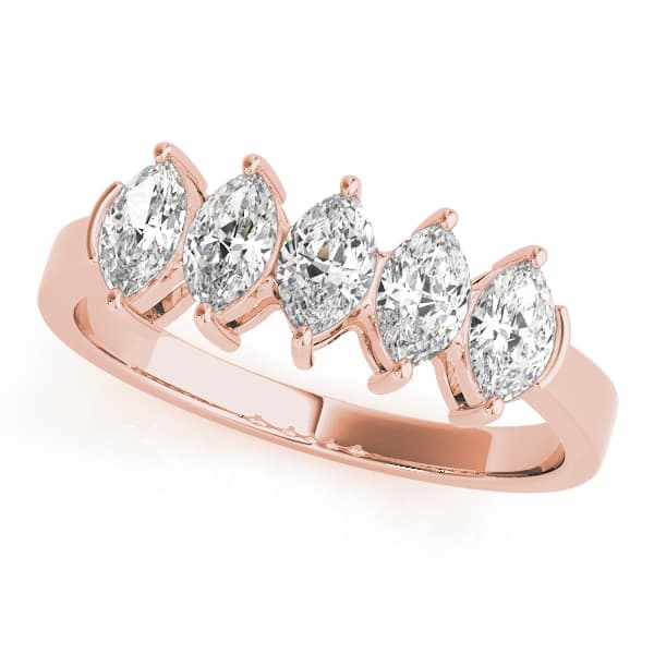 Fancy Shape Marquise Wedding Bands (1 ct. tw.), Front view in rose gold