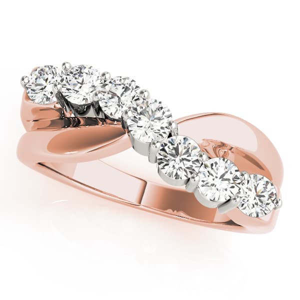 Prong Set Wedding Band (0.98 ct. tw.), Front view in rose gold