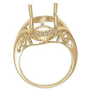 Oval Gemstone Ring (1/8 ct. tw.), Side view in white gold or platinum
