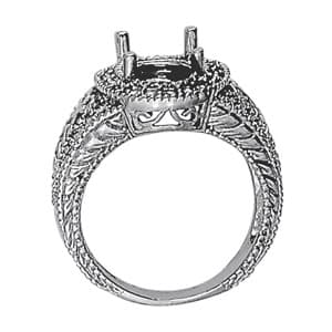 Oval Gemstone Ring (0.48 ct. tw.), Side view in white gold or platinum