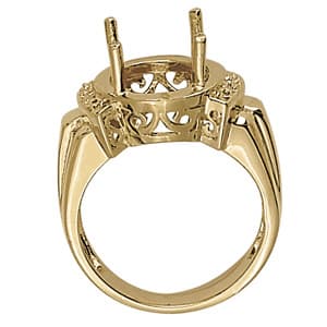 Oval Gemstone Ring (0.06 ct. tw.), Side view in white gold or platinum