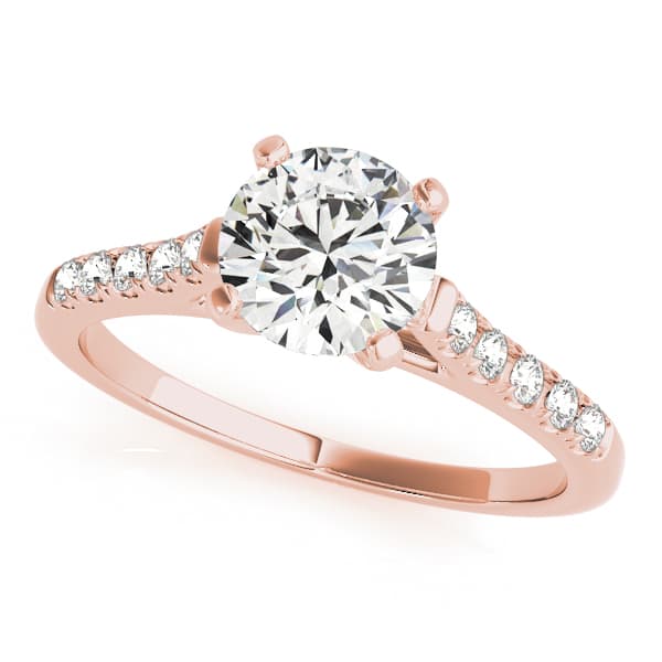 Single Row Split-Prong Cathedral Engagement Ring, style 83090, Front view in rose gold