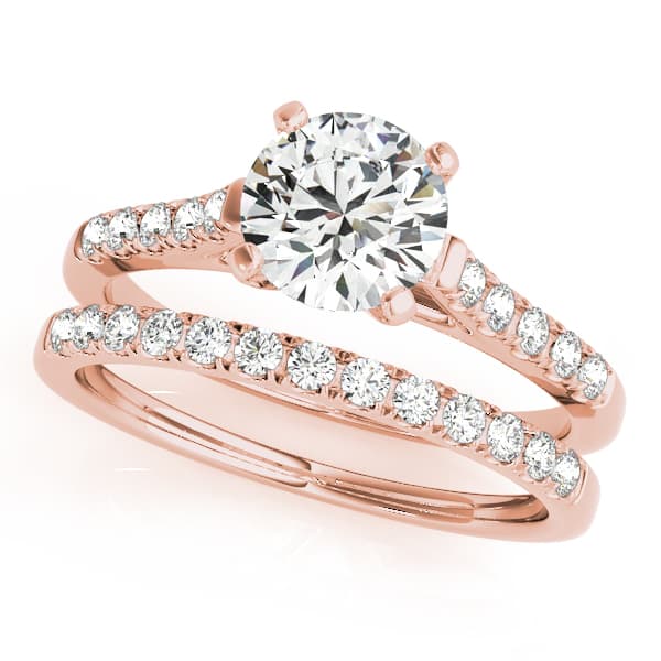Single Row Split-Prong Cathedral Engagement Ring, style 83090, On hand view in rose gold