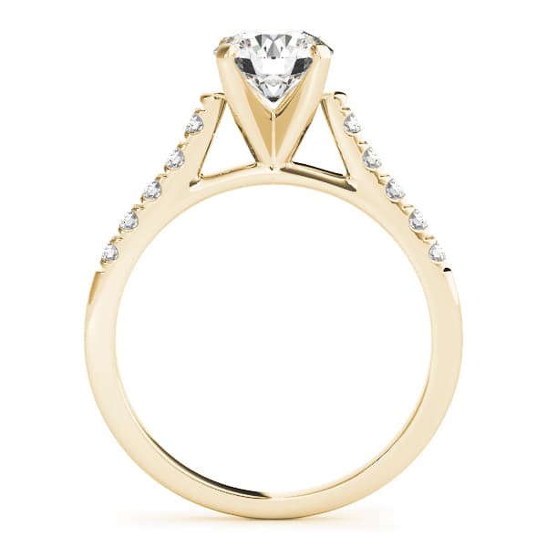 Single Row Split-Prong Cathedral Engagement Ring, style 83090, Side view in yellow gold