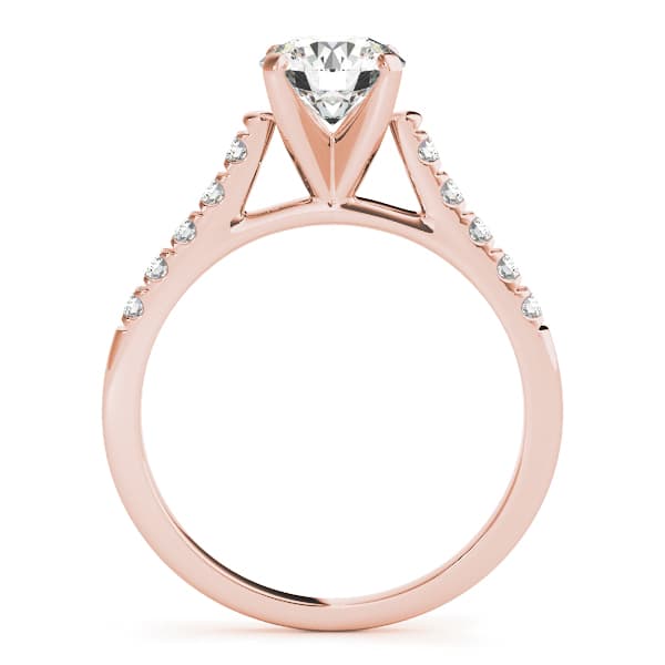 Single Row Split-Prong Cathedral Engagement Ring, style 83090, Side view in rose gold