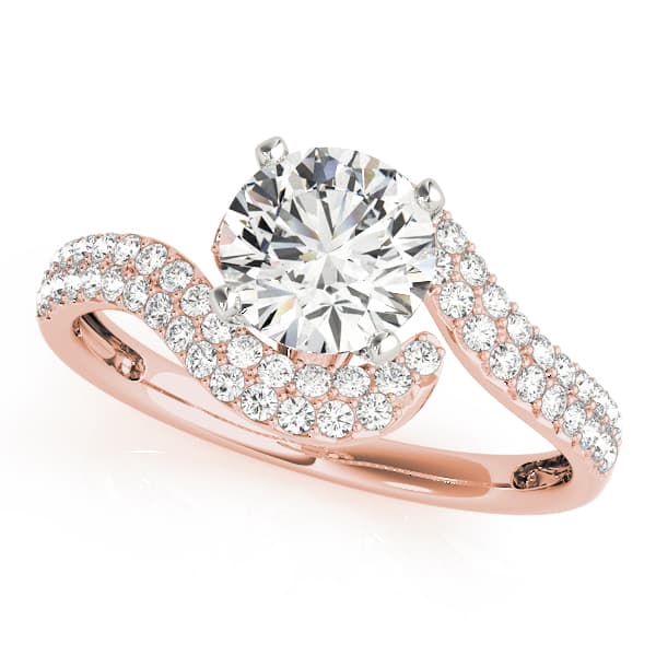 Bypass Engagement Ring, style 83092, Front view in rose gold