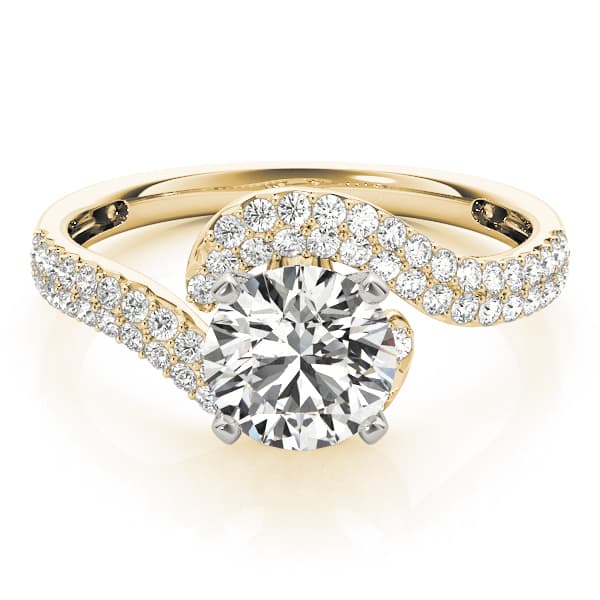 Bypass Engagement Ring, style 83092, On hand view in yellow gold
