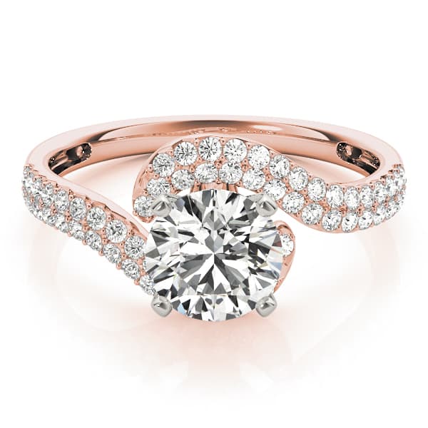 Bypass Engagement Ring, style 83092, On hand view in rose gold
