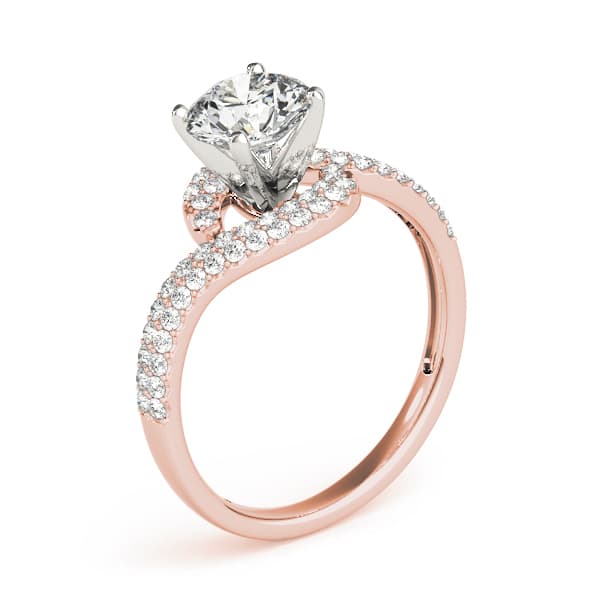 Bypass Engagement Ring, style 83092, Top view in rose gold