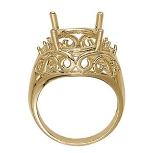 Oval Gemstone Ring (0.09 ct. tw.), Side view in white gold or platinum