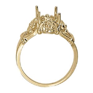 Emerald Gemstone Ring, Side view in white gold or platinum
