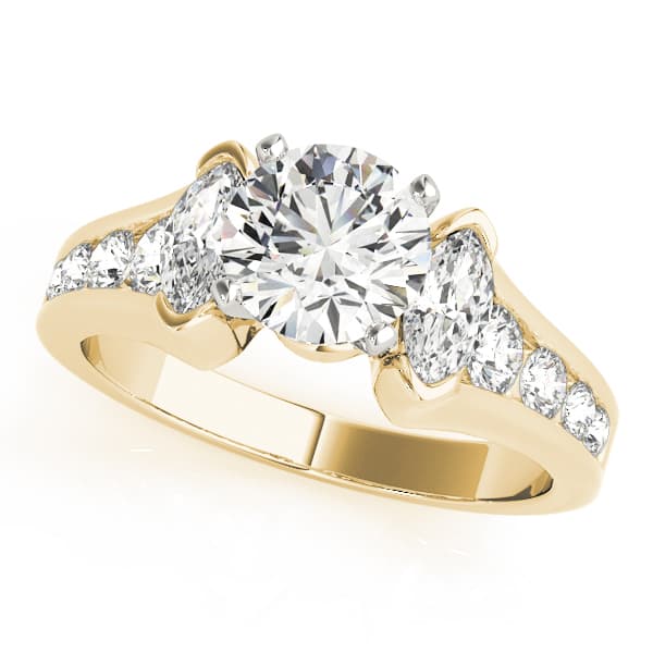 Fancy Shape Marqu Engagement Ring, style 83172, Front view in yellow gold