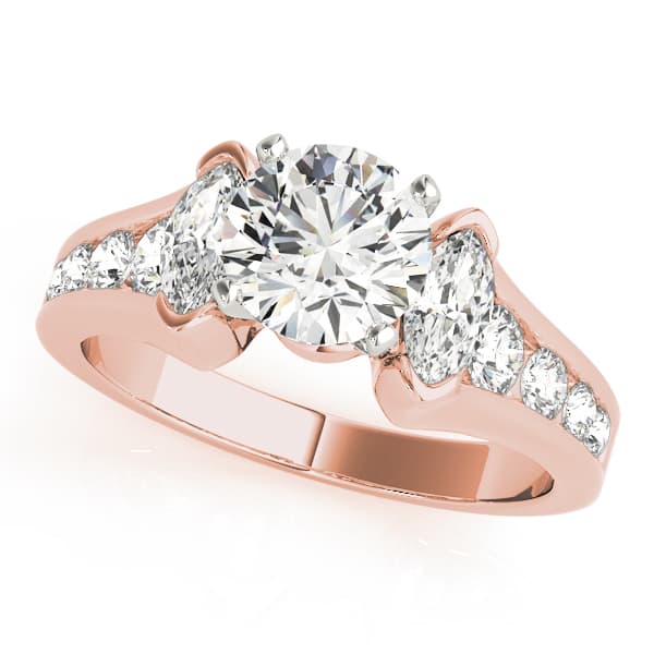 Fancy Shape Marqu Engagement Ring, style 83172, Front view in rose gold