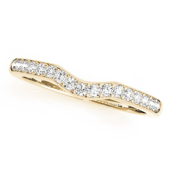 Prong Set Wedding Band (1/4 ct. tw.), Front view in yellow gold