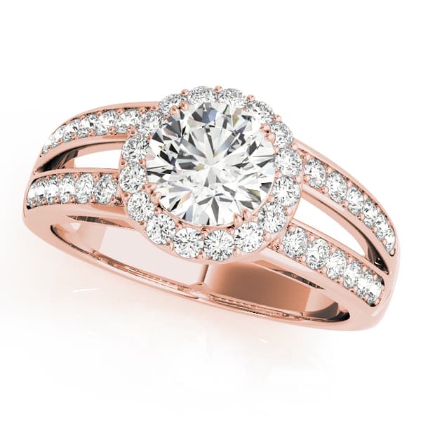 Halo Round Engagement Ring, style 83195, Front view in rose gold