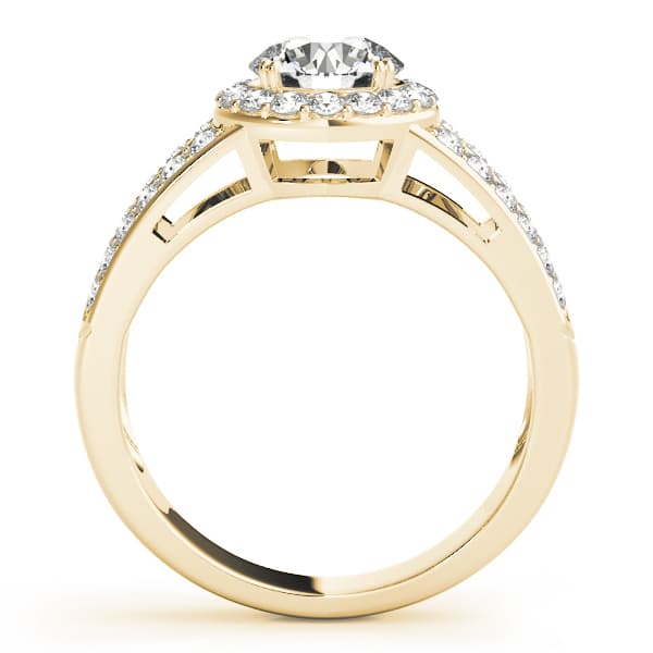 Halo Round Engagement Ring, style 83195, Side view in yellow gold