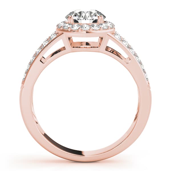 Halo Round Engagement Ring, style 83195, Side view in rose gold