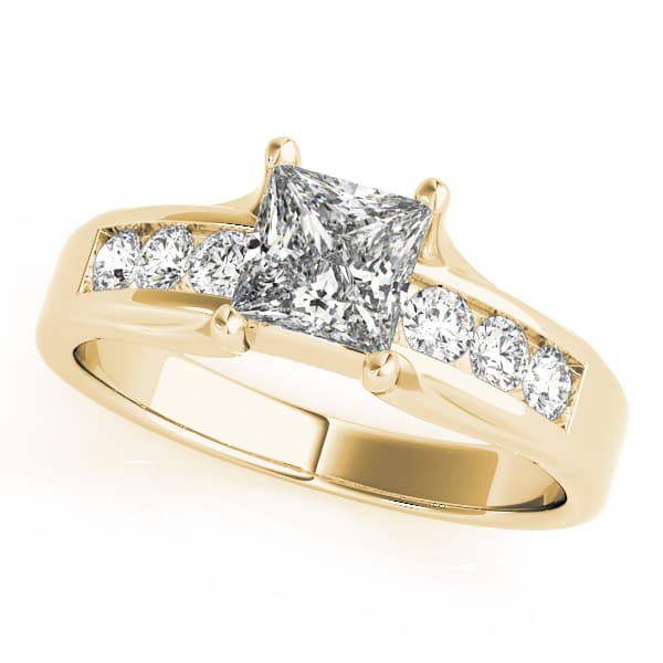 Single Row Channel Set Engagement Ring, style 83199, Front view in yellow gold