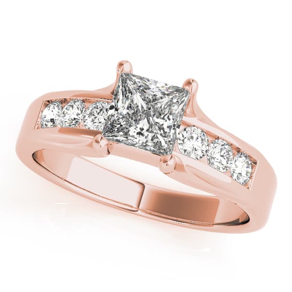 Single Row Channel Set Engagement Ring, style 83199, Front view in rose gold