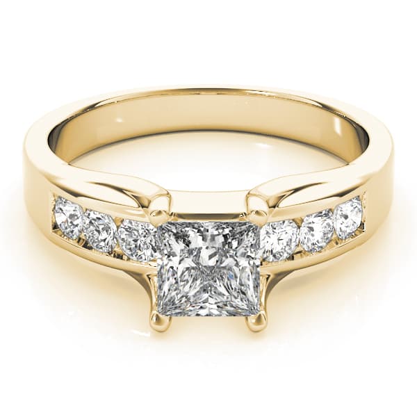 Single Row Channel Set Engagement Ring, style 83199, On hand view in yellow gold
