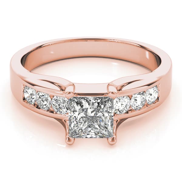 Single Row Channel Set Engagement Ring, style 83199, On hand view in rose gold