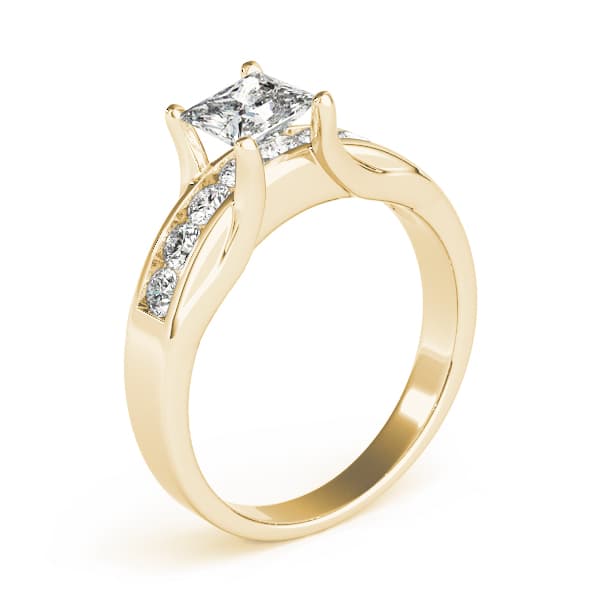 Single Row Channel Set Engagement Ring, style 83199, Top view in yellow gold