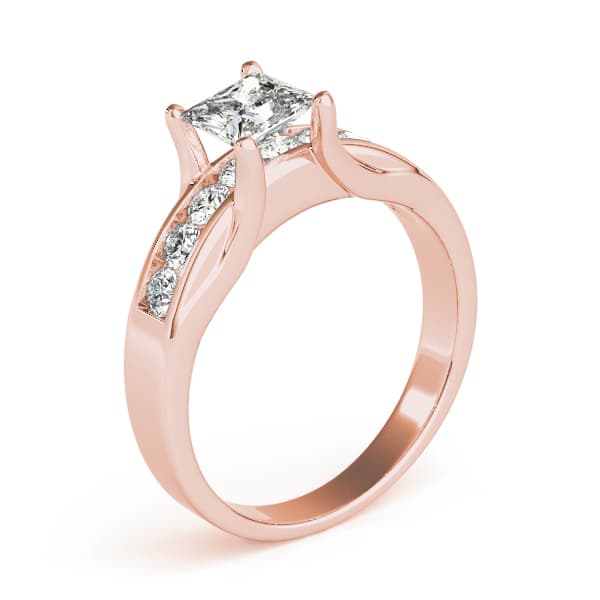 Single Row Channel Set Engagement Ring, style 83199, Top view in rose gold
