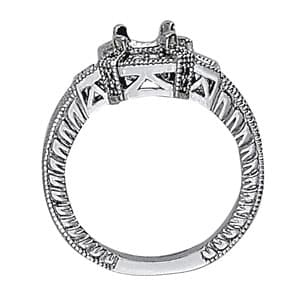 Princess & Cushion Gemstone Ring (3/8 ct. tw.), Side view in white gold or platinum