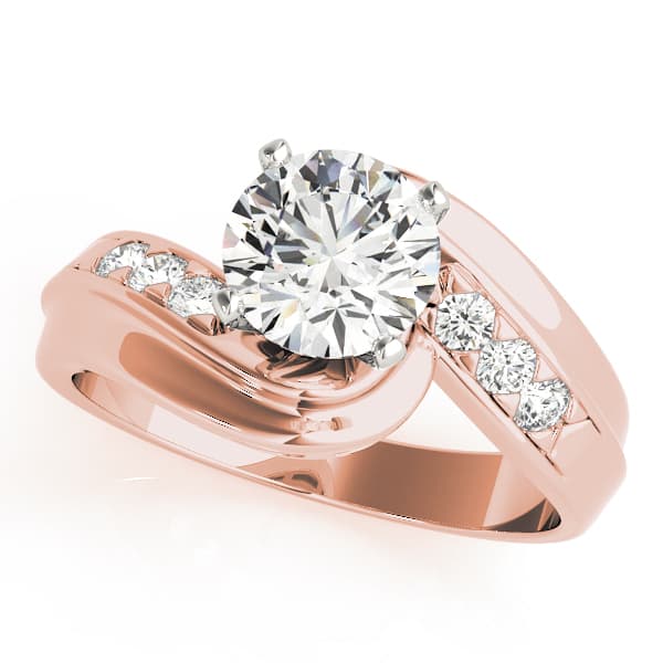 Bypass Single Row Engagement Ring, style 83227, Front view in rose gold