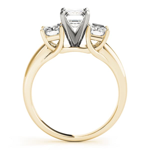 3-Stone Emerald Cut Trellis Engagement Ring, style 83232, Side view in yellow gold