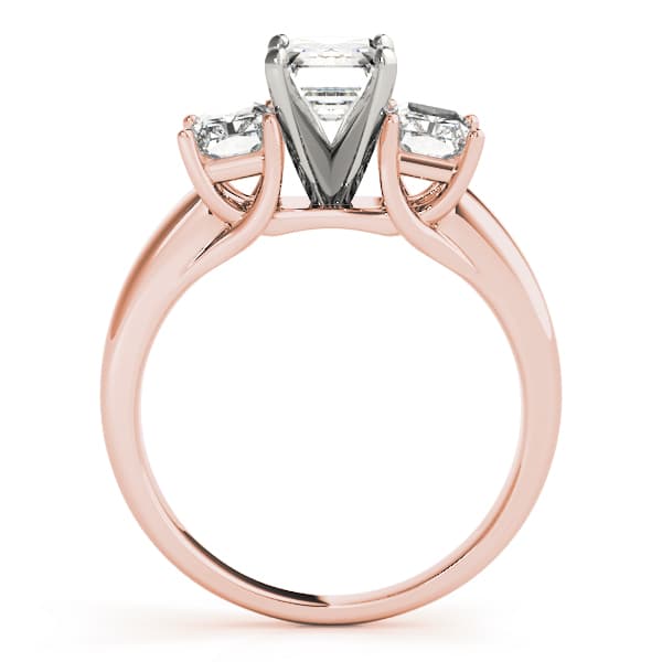 3-Stone Emerald Cut Trellis Engagement Ring, style 83232, Side view in rose gold