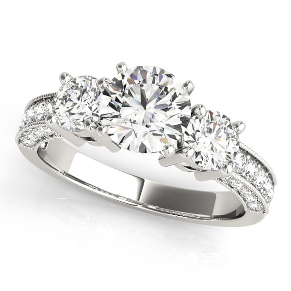 3-Stone Prong Set Engagement Ring — style 83237 in 10k White Gold