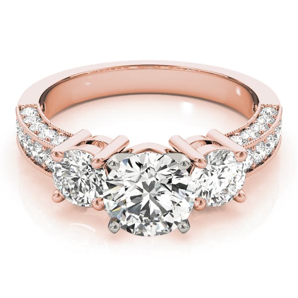 3-Stone Prong Set Engagement Ring, style 83237, On hand view in rose gold