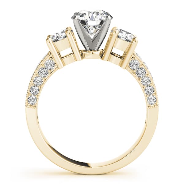 3-Stone Prong Set Engagement Ring, style 83237, Side view in yellow gold