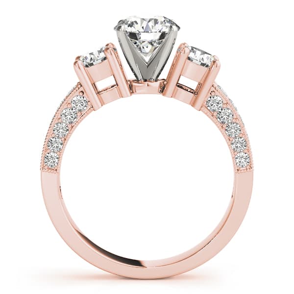 3-Stone Prong Set Engagement Ring, style 83237, Side view in rose gold