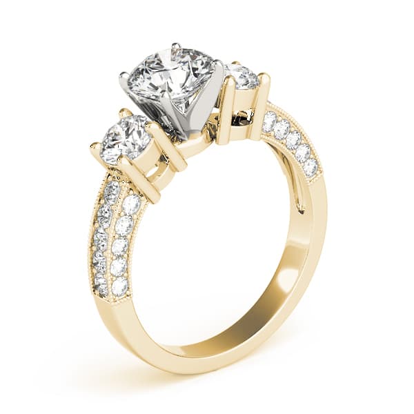 3-Stone Prong Set Engagement Ring, style 83237, Top view in yellow gold