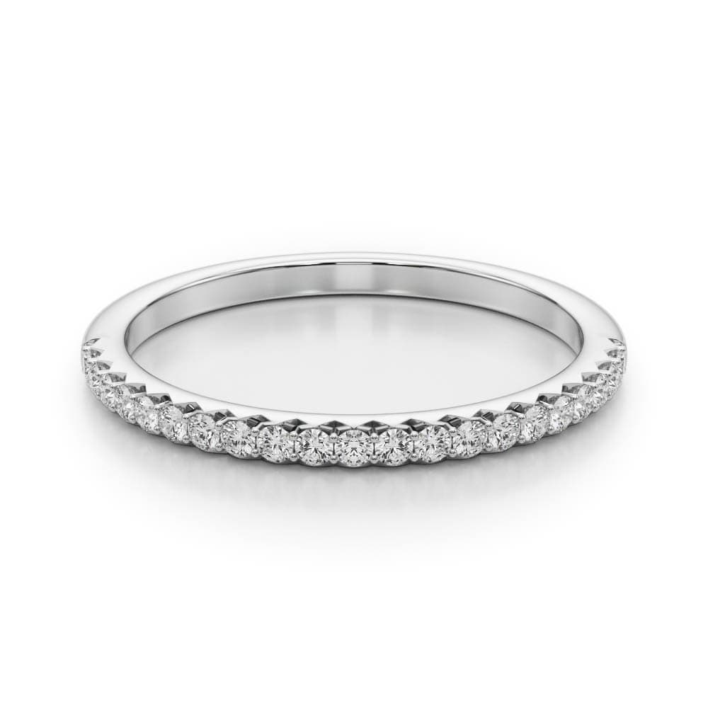 Straight Prong Set Wedding Band (0.21 ct. tw.), On hand view in white gold or platinum