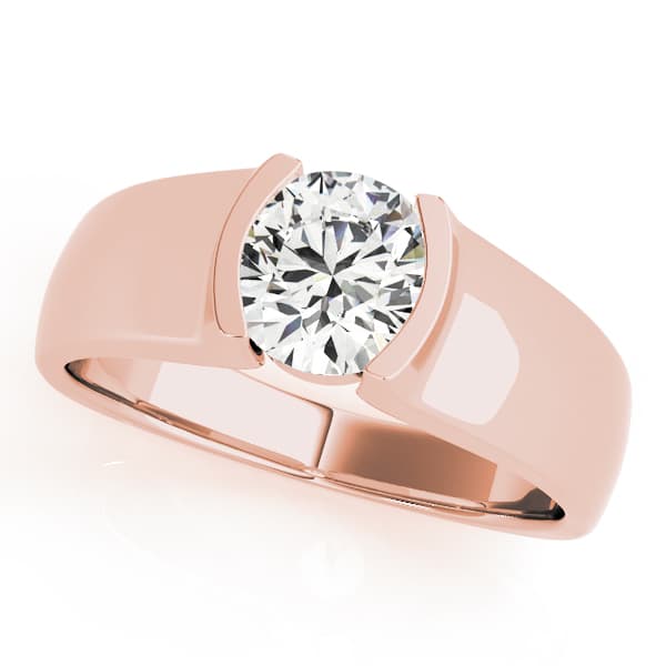 Half Bezel Solitaire Engagement Ring, style 83242, Front view in rose gold