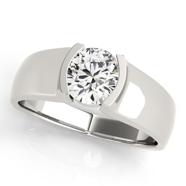 Half Bezel Solitaire Engagement Ring — style 83242 in 10k White Gold
