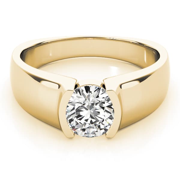 Half Bezel Solitaire Engagement Ring, style 83242, On hand view in yellow gold