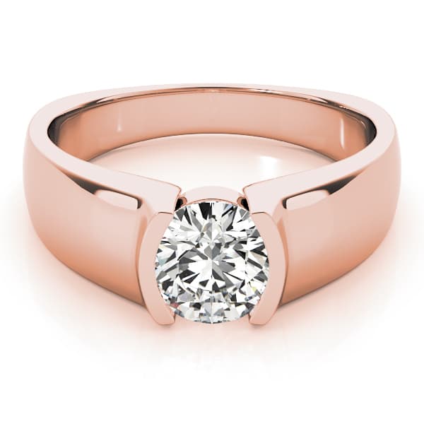Half Bezel Solitaire Engagement Ring, style 83242, On hand view in rose gold